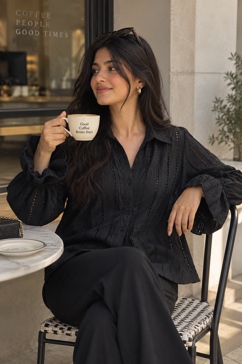 ISHIKA |Black Puff Sleeve Shirt