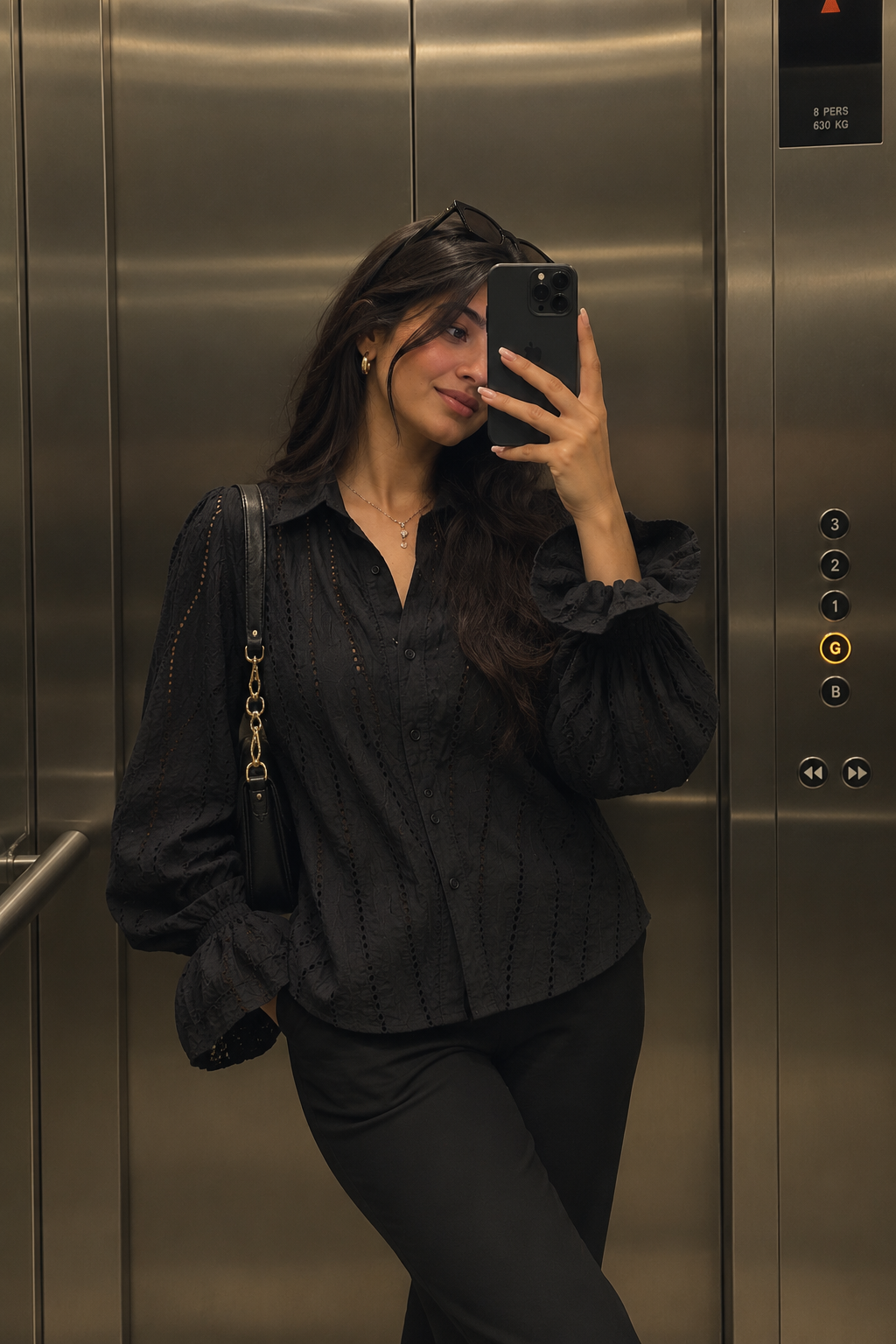 ISHIKA |Black Puff Sleeve Shirt