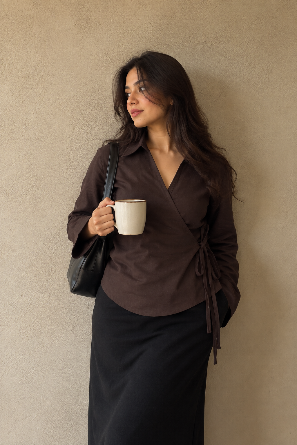 Brown Wrap Shirt