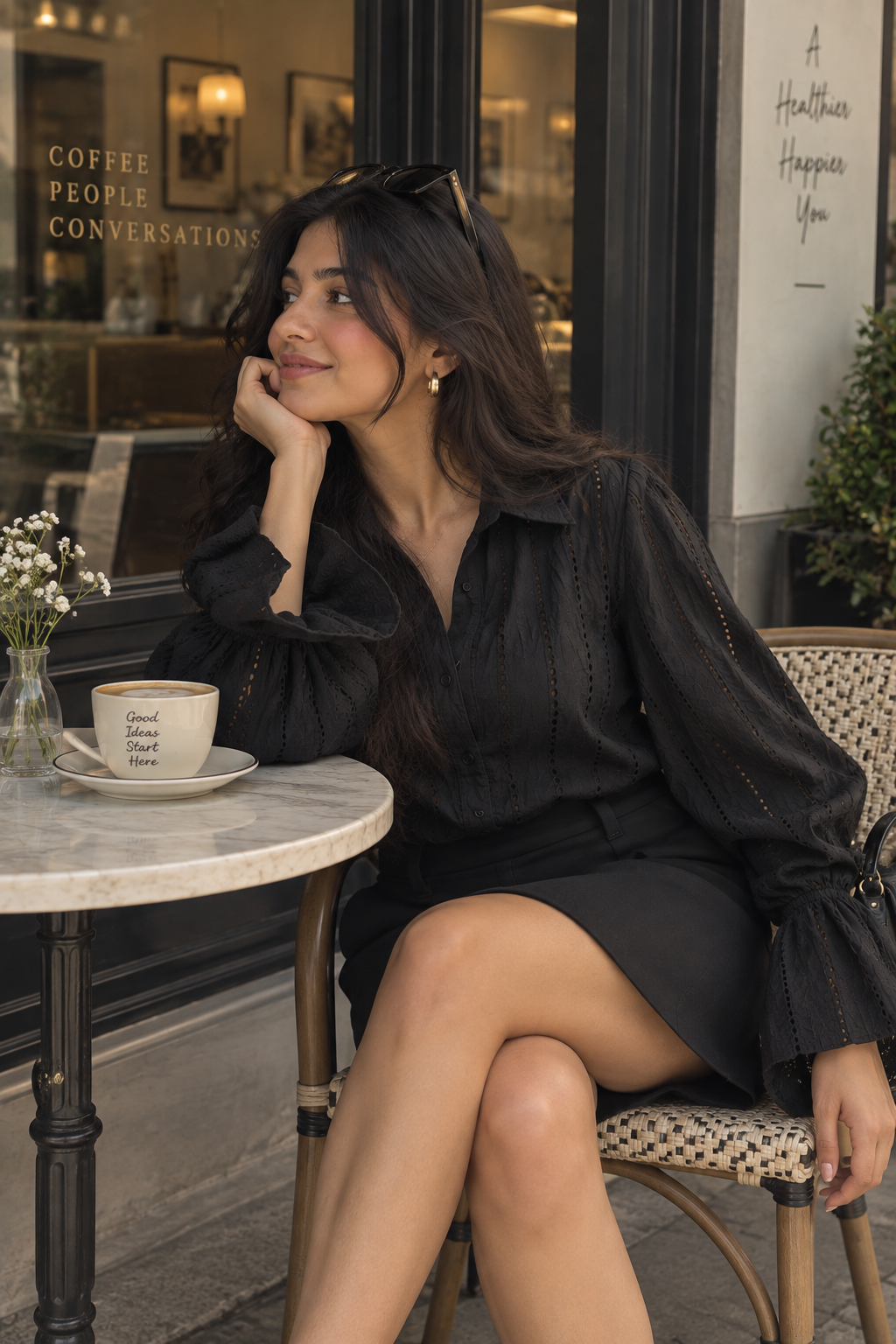 ISHIKA |Black Puff Sleeve Shirt