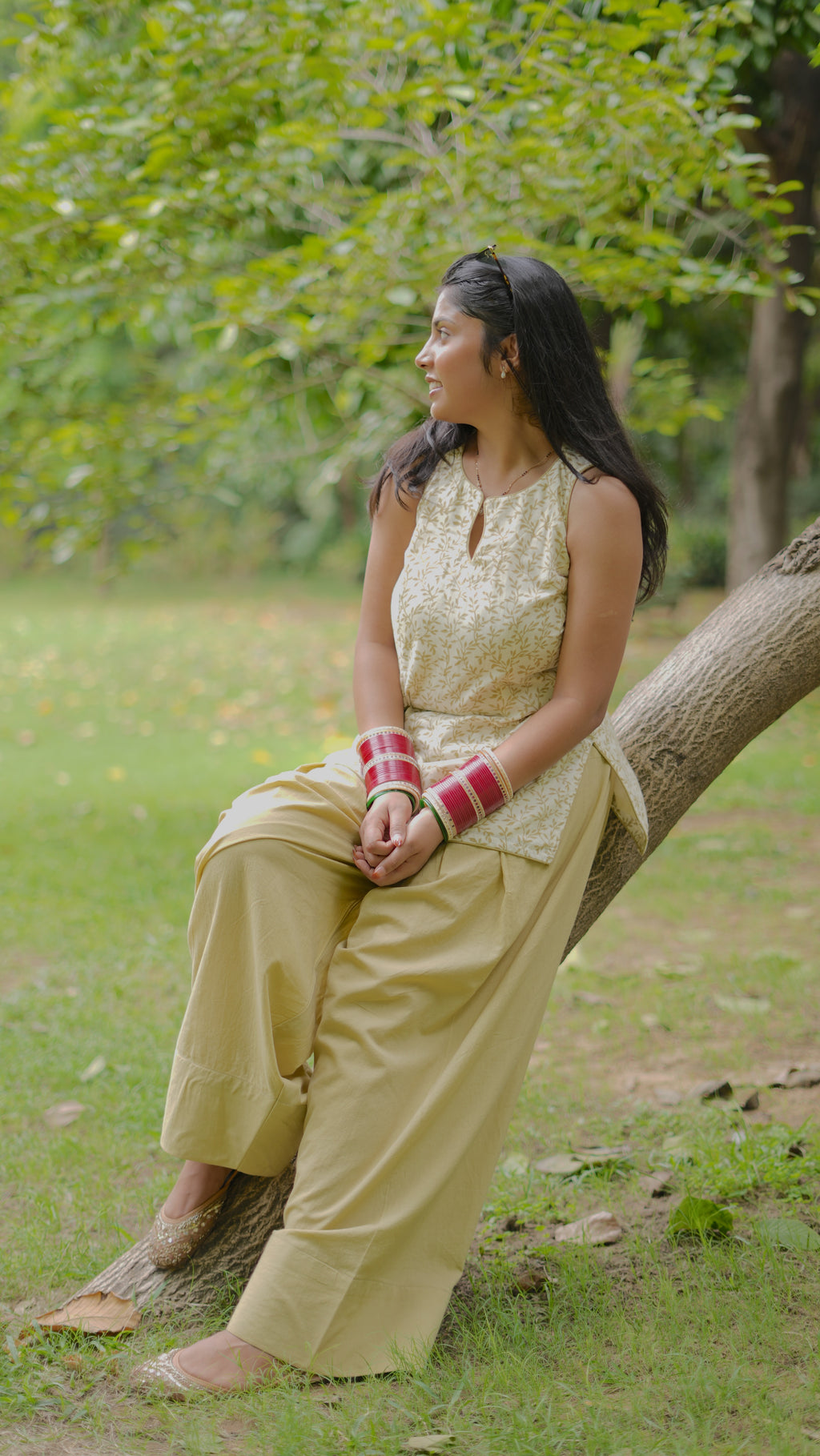 Sleeveless Cotton Kurta Set